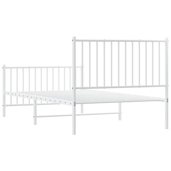 Метална рамка за легло с горна и долна табла, бяла, 100x190 см