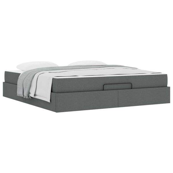 Рамка за легло с матрак с матрак 2 pcs Тъмен сив текстил