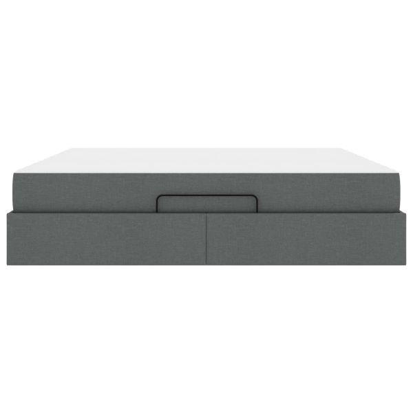 Рамка за легло с матрак с матрак 2 pcs Тъмен сив текстил