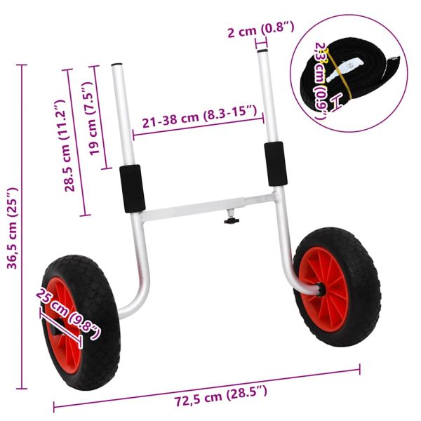 Количка за каяк, 90 кг, алуминий