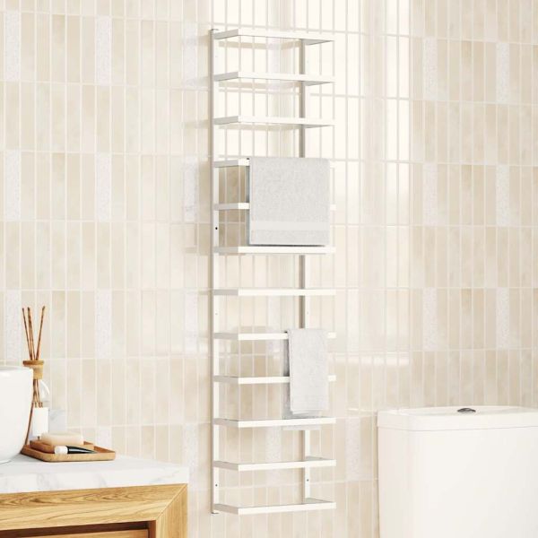 Поставка за кърпи, бяла, 24x12x96 см, стомана