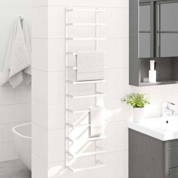 Поставка за кърпи, бяла, 24x12x96 см, стомана