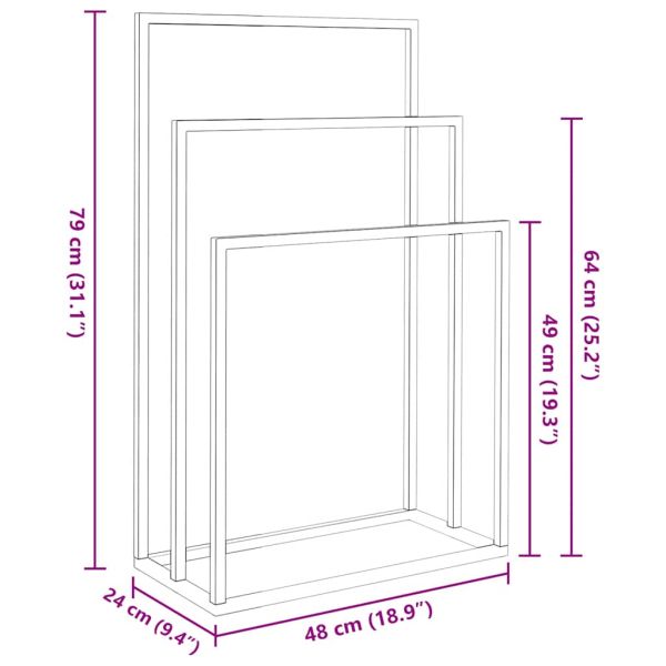 Свободностояща поставка за кърпи, черна, 48x24x79 см, желязо