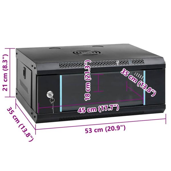 Мрежов кабинет със съхранение Черно 53 x 35 x 21 см Стомана