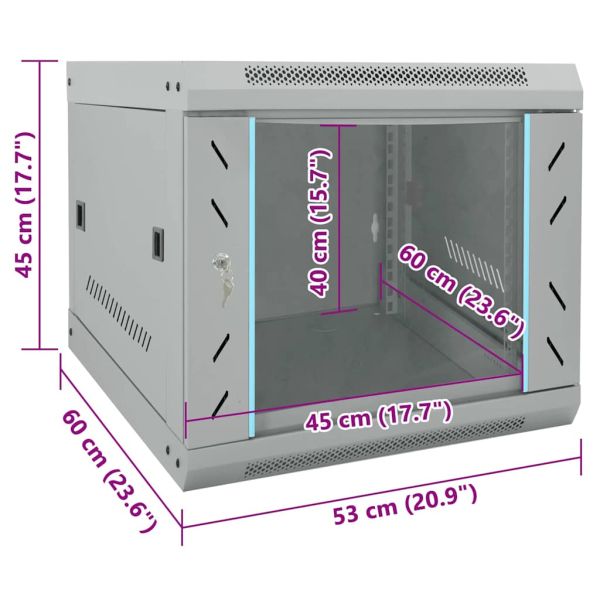 Мрежов кабинет със съхранение Сив 53 x 60 x 45 см Стомана