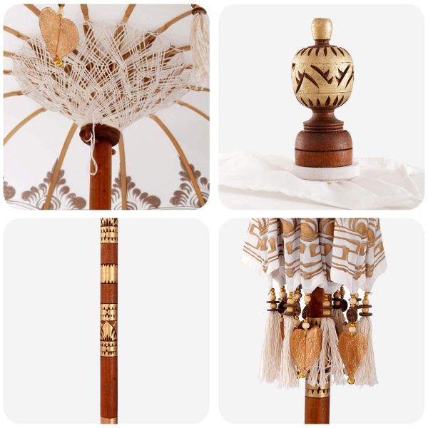 Балийски чадър с основа Крем 95 x 95 x 260 см