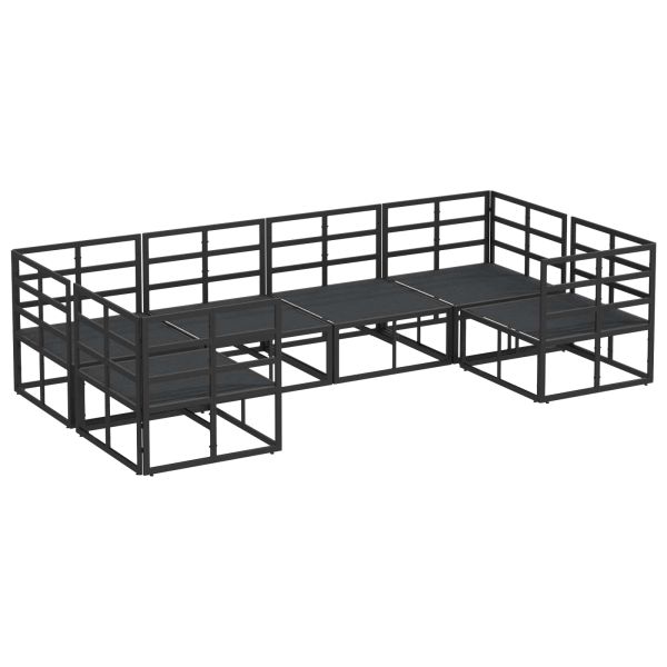 Градински Софа Комплект с възглавница 6 pcs Черно Алуминий