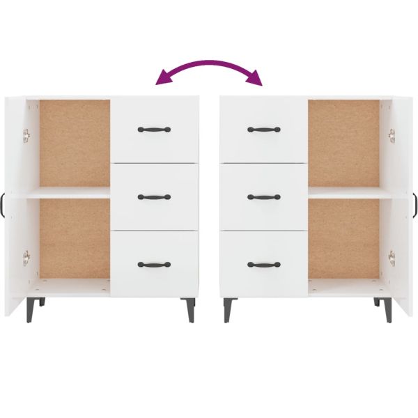 Сайдборд, бял гланц, 69,5x34x90 см, инженерно дърво