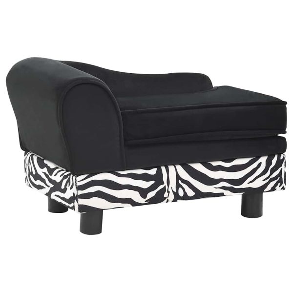 Кучешки диван, черен, 57x34x36 см, плюш