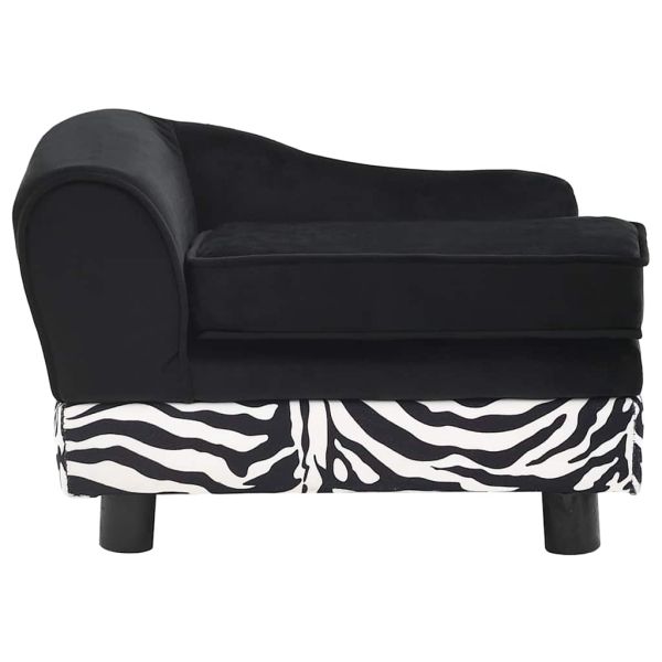 Кучешки диван, черен, 57x34x36 см, плюш