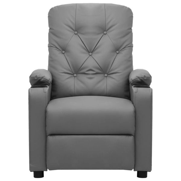 Електрически масажен стол, сив, изкуствена кожа