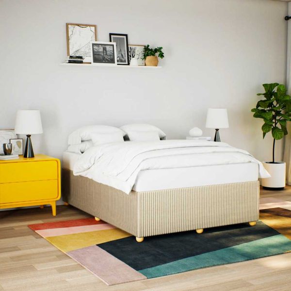 Рамка за легло без матрак, кремава, 140x200 см, плат