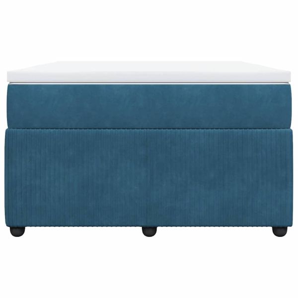 Боксспринг легло с матрак, тъмносиньо, 120x190 см, кадифе