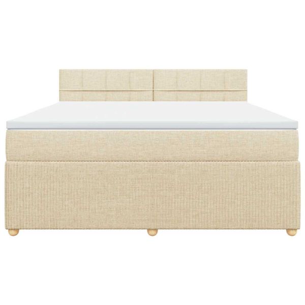 Боксспринг легло с матрак, кремава, 180x200 см, плат