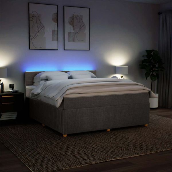 Боксспринг легло с матрак, таупе, 180x200 см, плат