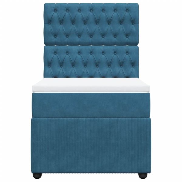 Боксспринг легло с матрак, тъмносиньо, 80x200 см, кадифе