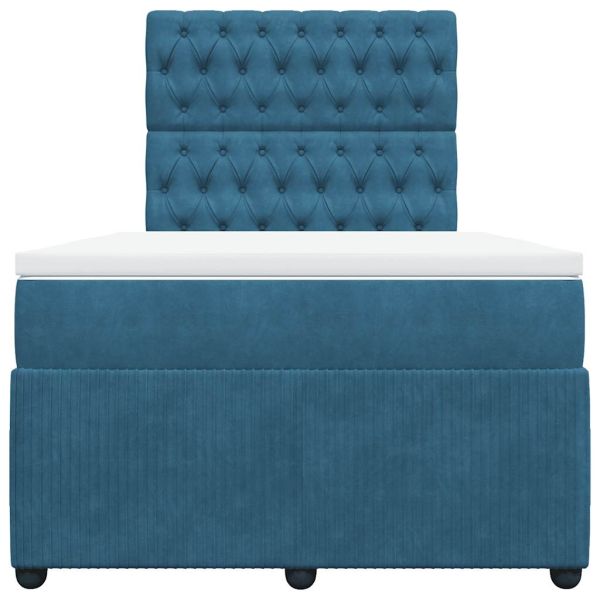 Боксспринг легло с матрак, синьо, 120x190 см, кадифе