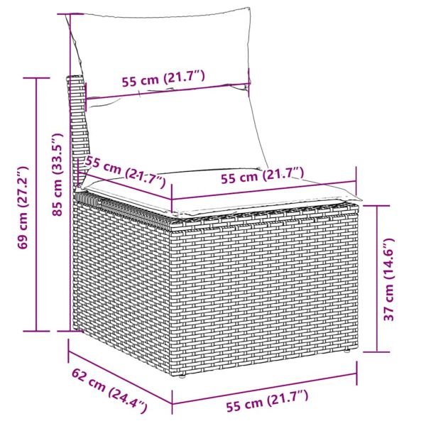 Градински диван с възглавници, 6 части, бежов полиратан