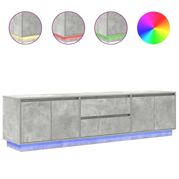 ТВ шкаф с LED осветление, бетонно сив, 193,5x41x50 см