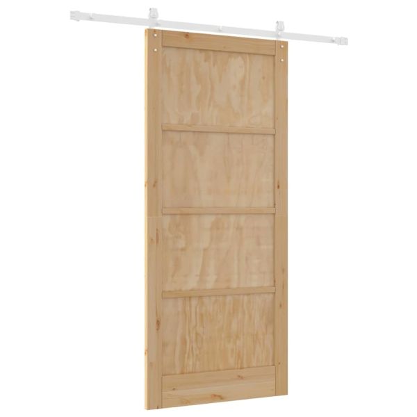 Преплъзваща се врата Кафяво 93 x 211 см Солидно борово дърво