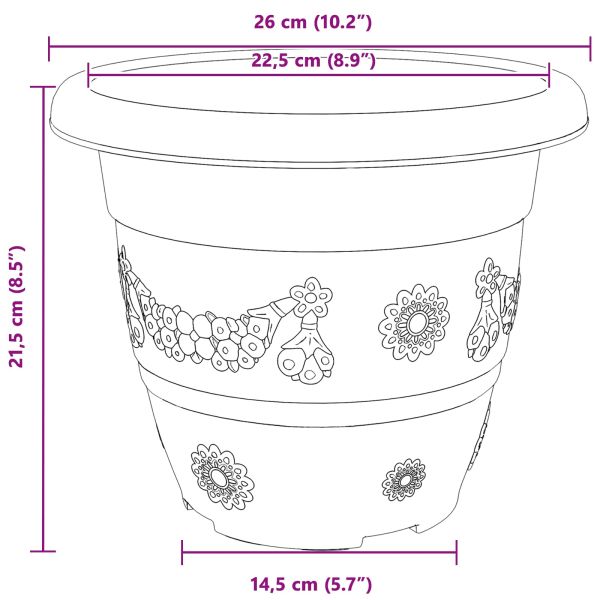 Саксии за растения 24 pcs Червено тухла Ø 26 x 21.5 см