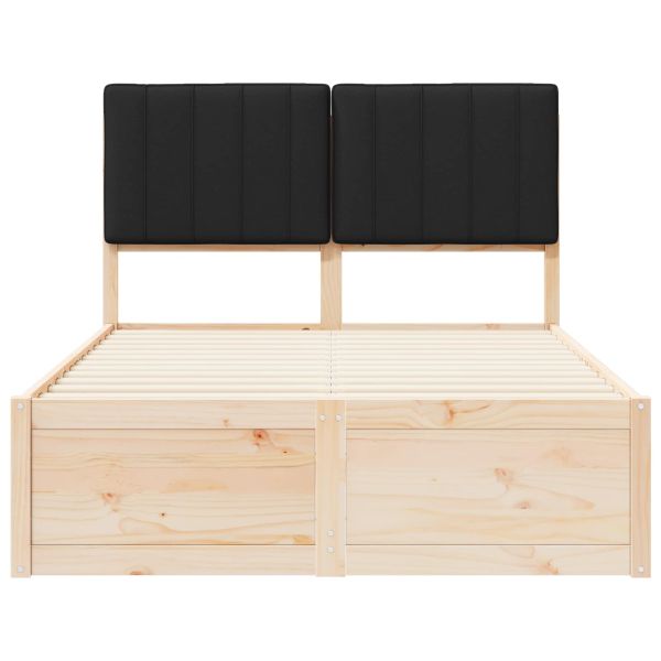 Леглова рамка с тапицирана гръбна част Черно 120 x 190 cm