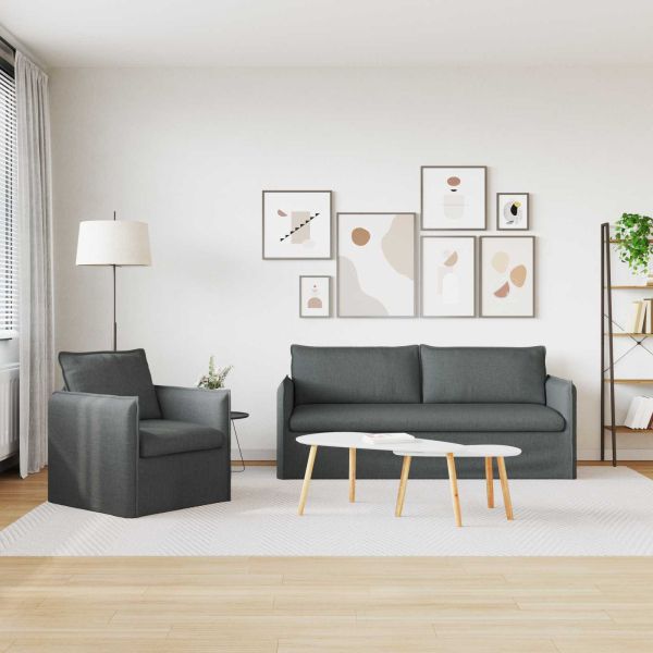 Диван 180cm 2 pcs Тъмен сив Метал