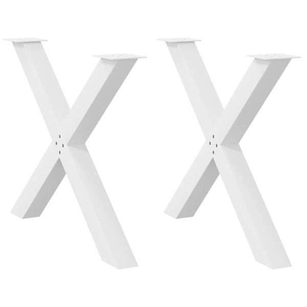 Крака за трапезна маса, X-образни, 2 бр., бели, 90 x (72-73) см, стомана