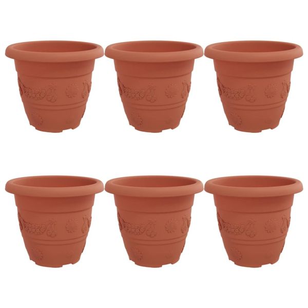 Кръгла саксия за цветя 6 pcs Червено тухла Ø 26 x 21.5 см