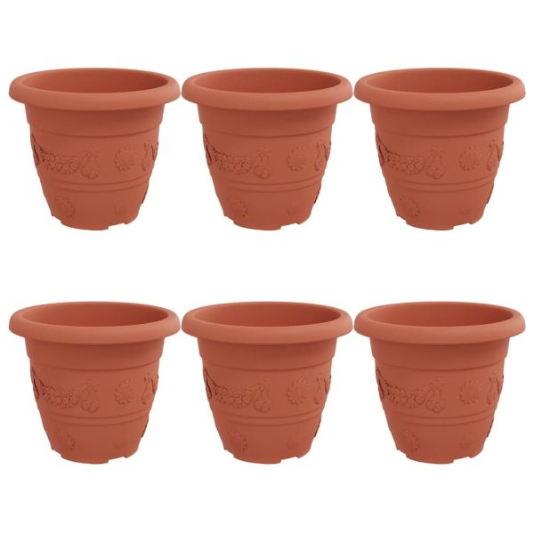 Кръгла саксия за цветя 6 pcs Червено тухла Ø 26 x 21.5 см