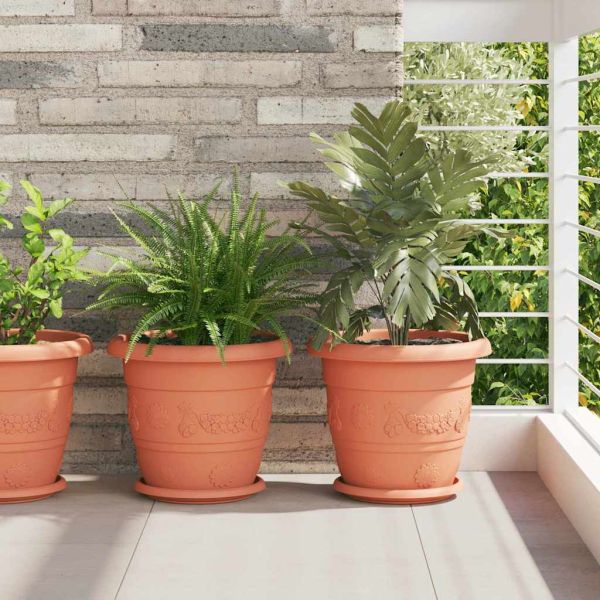 Кръгла саксия за цветя 24 pcs Червено тухла Ø 26 x 21.5 см