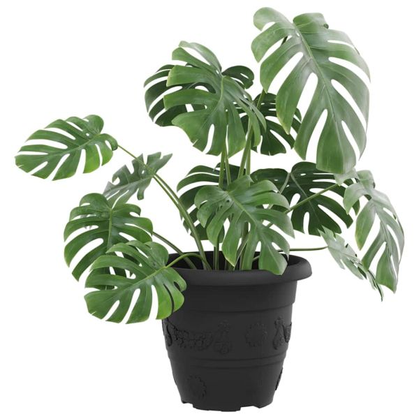 Кръгла саксия за цветя 24 pcs Черно Ø 26 x 21.5 см Пластмаса