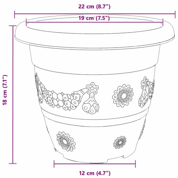 Кръгла саксия за цветя 24 pcs Черно Ø 26 x 21.5 см Пластмаса