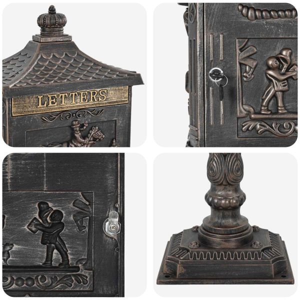 Изправена пощенска кутия с врата Бронзов 42,5 x 29,5 x 117 см