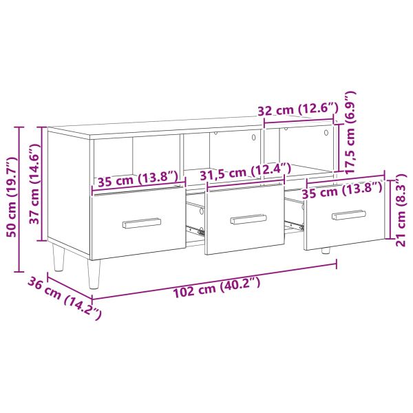 ТВ шкаф Дъб Артизан 102 x 35,5 x 50 см Инженерно дърво
