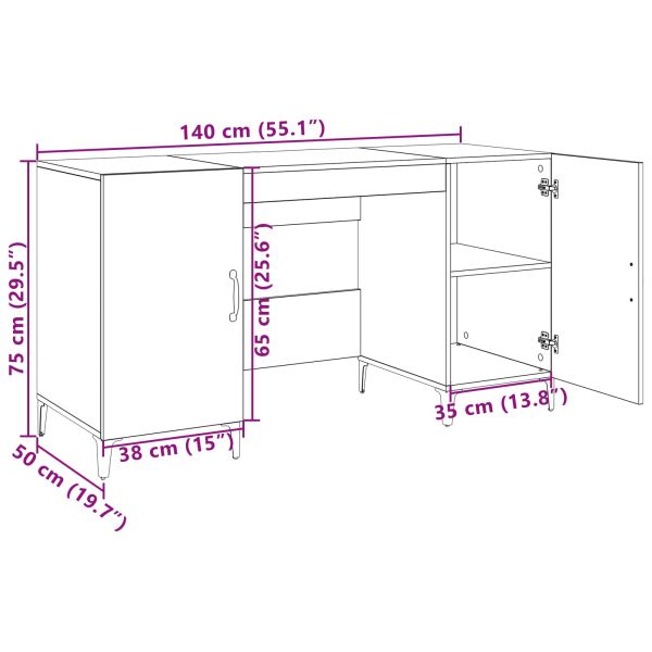 Бюро с врата Дъб Артизан 140 x 50 x 75 см Инженерно дърво
