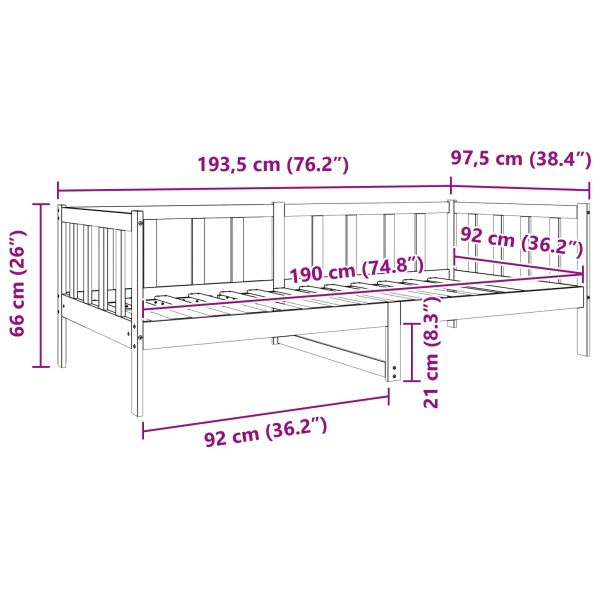 Рамка за легло с таблото Кафяво с восъчно покритие 90 x 190 cm