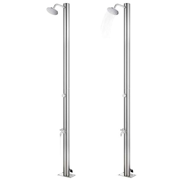 Градински душ с кафява основа, 220 см, неръждаема стомана