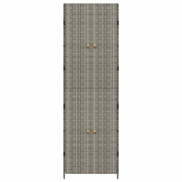 Градински шкаф за съхранение, сив, 59x40x180 см, полиратан