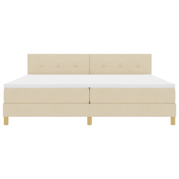 LED кутия за пружини с легло с матрак Крем 200 x 200 cm текстил