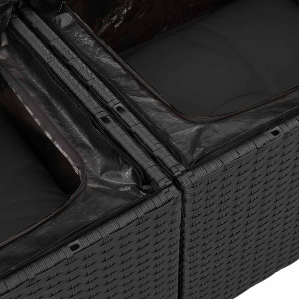 Градински Софа Комплект 4 pcs Черно Полипропилен Ратан