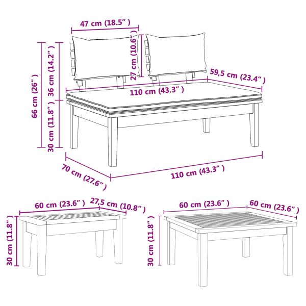 Градински Софа Комплект 5 pcs Кафяв и сив