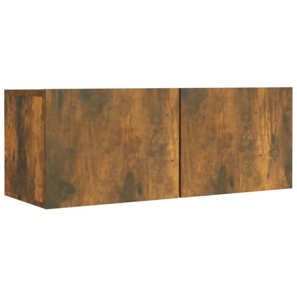 Комплект ТВ шкафове от 4 части, опушен дъб, инженерно дърво