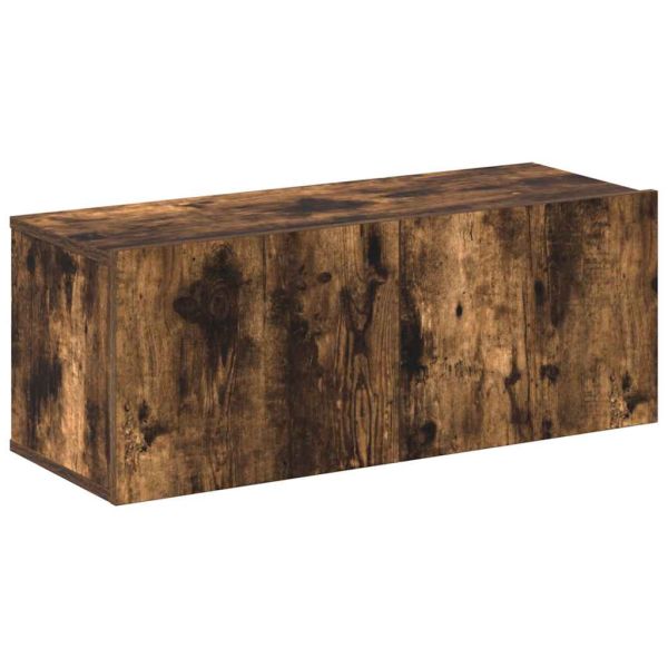 Комплект ТВ шкафове от 4 части, опушен дъб, инженерно дърво