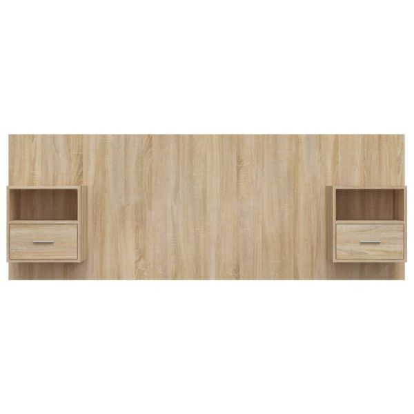 Горна табла за легло с шкафчета, дъб сонома, инженерно дърво