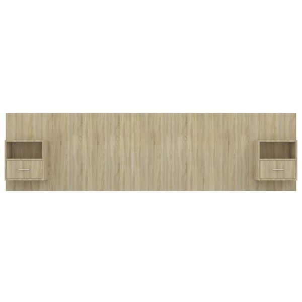 Горна табла за легло с шкафчета, дъб сонома, инженерно дърво