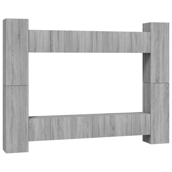 Комплект ТВ шкафове от 10 части, сив сонома, инженерно дърво