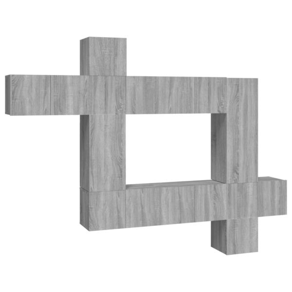 Комплект ТВ шкафове от 10 части, сив сонома, инженерно дърво