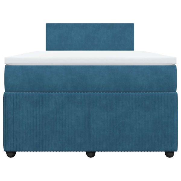 Боксспринг легло с матрак, синьо, 120x200 см, кадифе