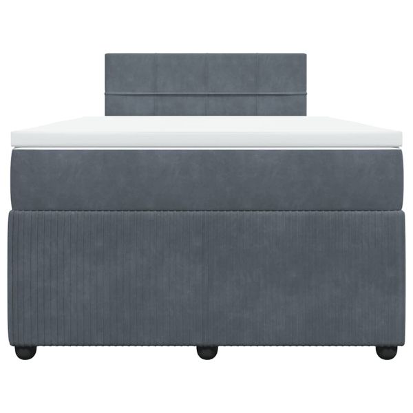 Боксспринг легло с матрак, тъмносиво, 120x200 см, кадифе